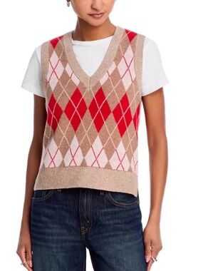 RE/DONE Argyle Knit V-Neck Sweater Vest - NWT